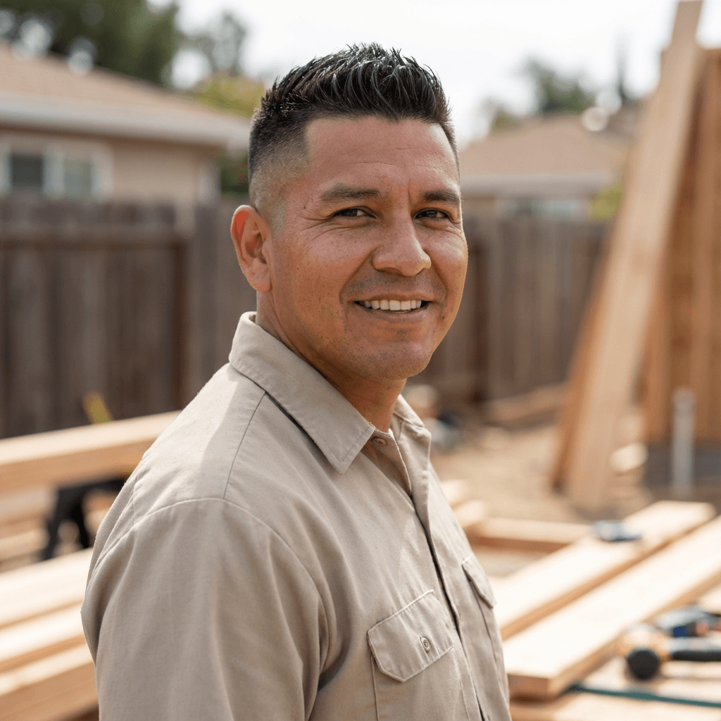 Male contractor in his mid 40s at a construction site