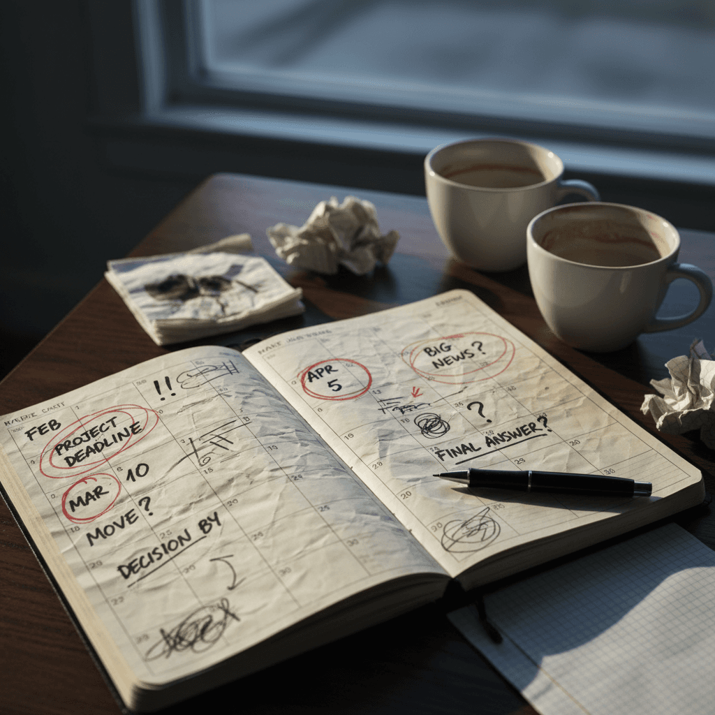 winter calendar with snowflake stickers and a pen