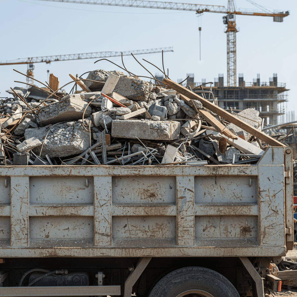 dump truck hauling construction debris and yard waste